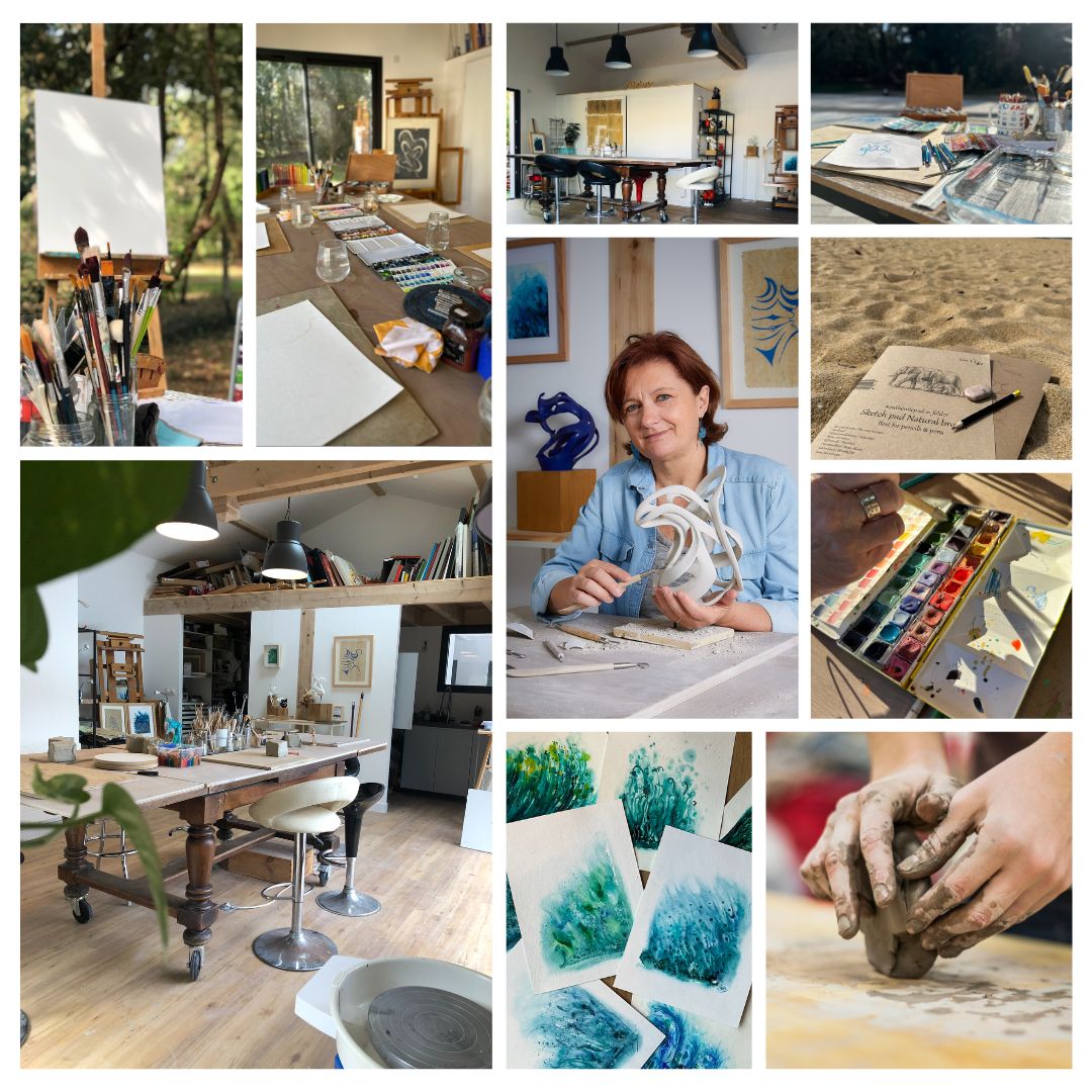 Retraite artistique organisée par l'artiste Julie Espiau à Ondres dans les landes avec le Green resort d'Ondres